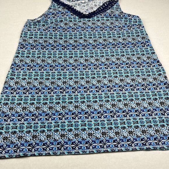 Talbots Sleeveless Shift Dress Medallion Print V-Neck Casual Pullover MEDIUM - Picture 2 of 10